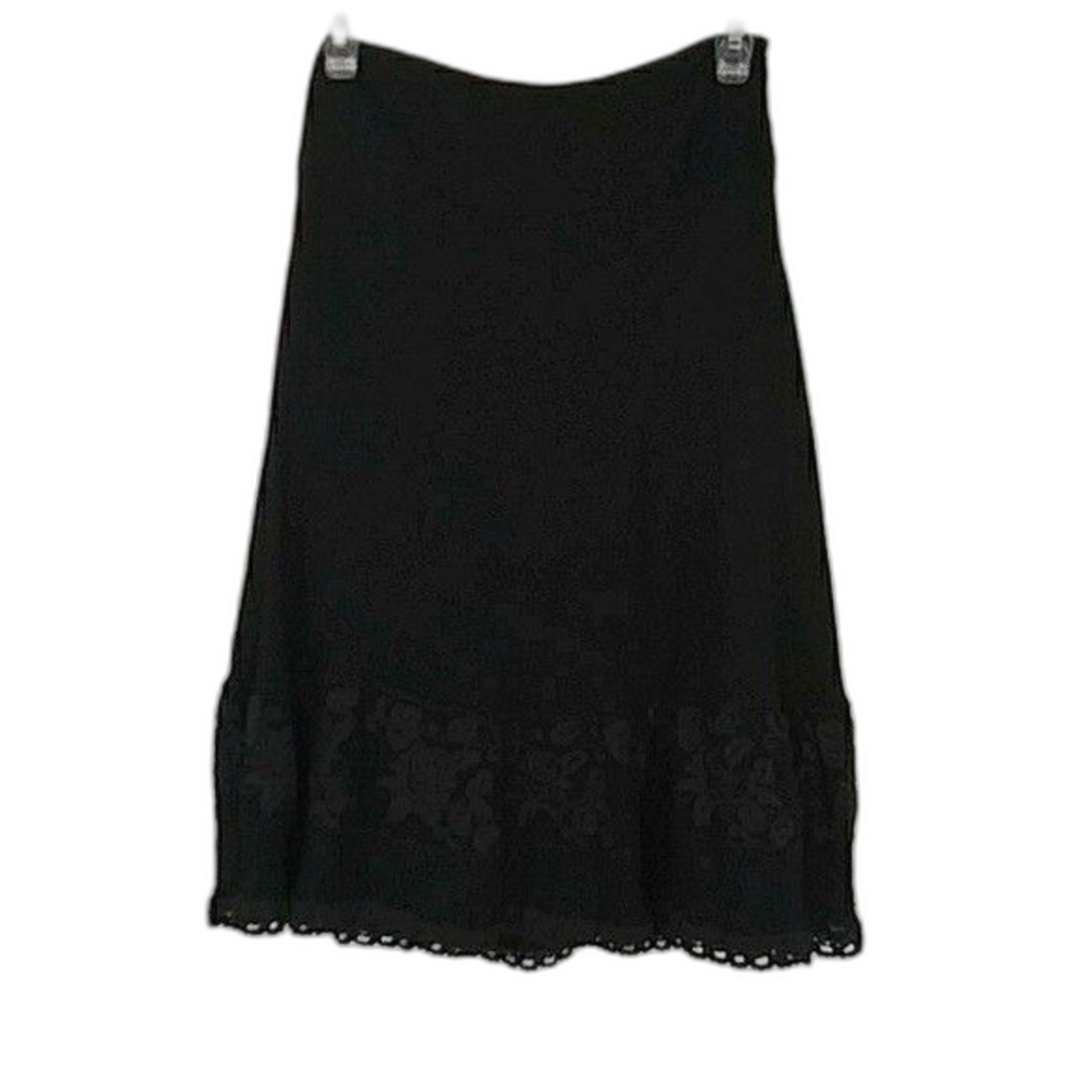 Jones New York Black Lined Wool Blend Embordered Skirt